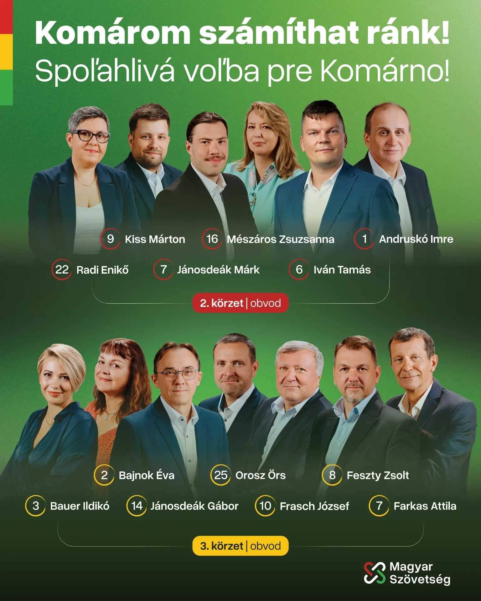 A Magyar Szövetség komáromi jelöltjeinek kampánygrafikája, csoportkép